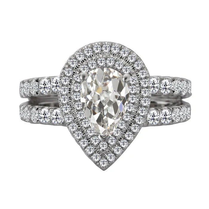 Handgemachter Halo-Fassung Ring 2 Karat – Hauptansicht