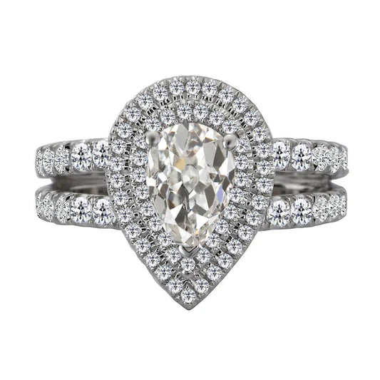 Handgemachter Halo-Fassung Ring 2 Karat – Hauptansicht