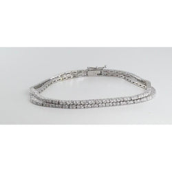 8 Karat Rundschliff Zweireihige Echt Diamanten Damenarmband WG 14K