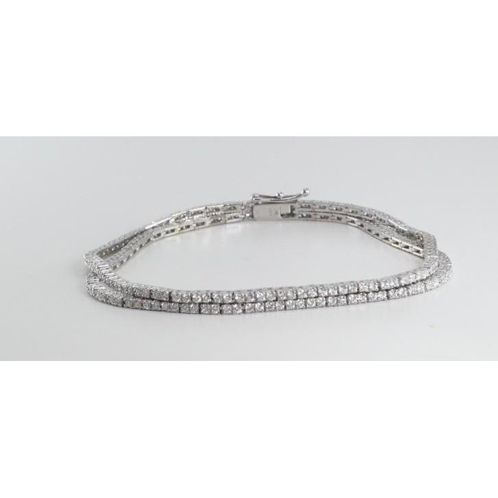 8 Karat Rundschliff Zweireihige Echt Diamanten Damenarmband WG 14K