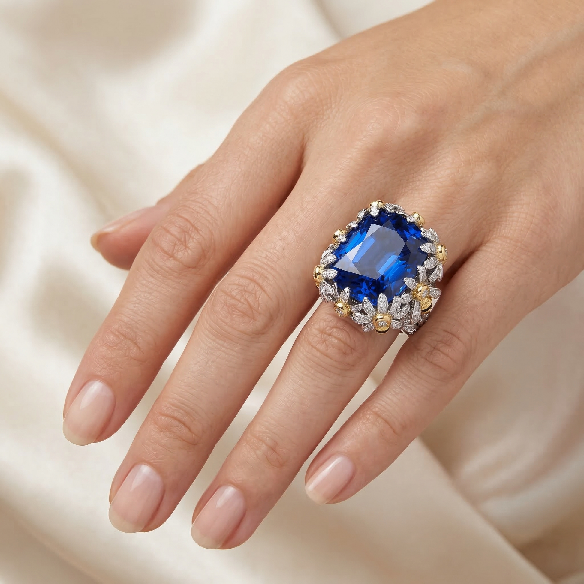 echter oval diamant 8Karat ring mit Diamantbesatz