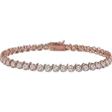 8,00 Karat Rundschliff Funkelnde Natürliche Diamanten Armband Gold Rose 14K