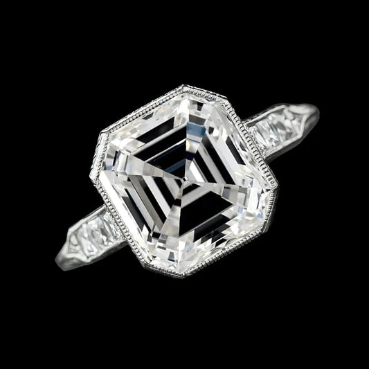 8,25 Karat großer Asscher-Ehering mit echtem Diamanten