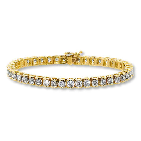 8,5 Karat Runder Echt Diamant Damen Tennis Armband Gelbgold Schmuck