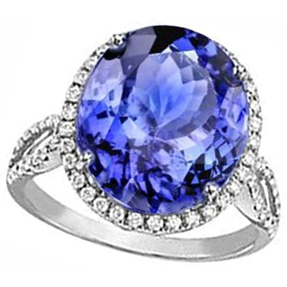 echter oval tansanit 8.65Karat ring Seitenansicht