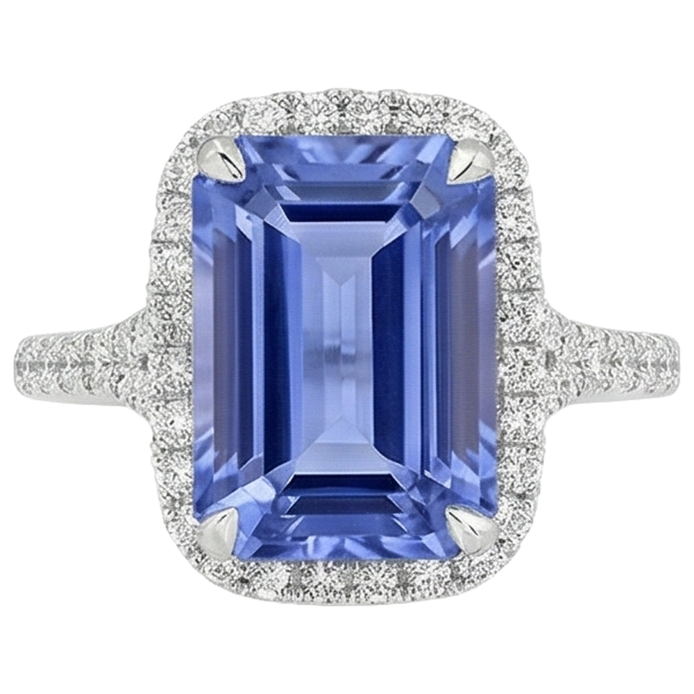 echter round tansanit 8.75Karat ring Seitenansicht