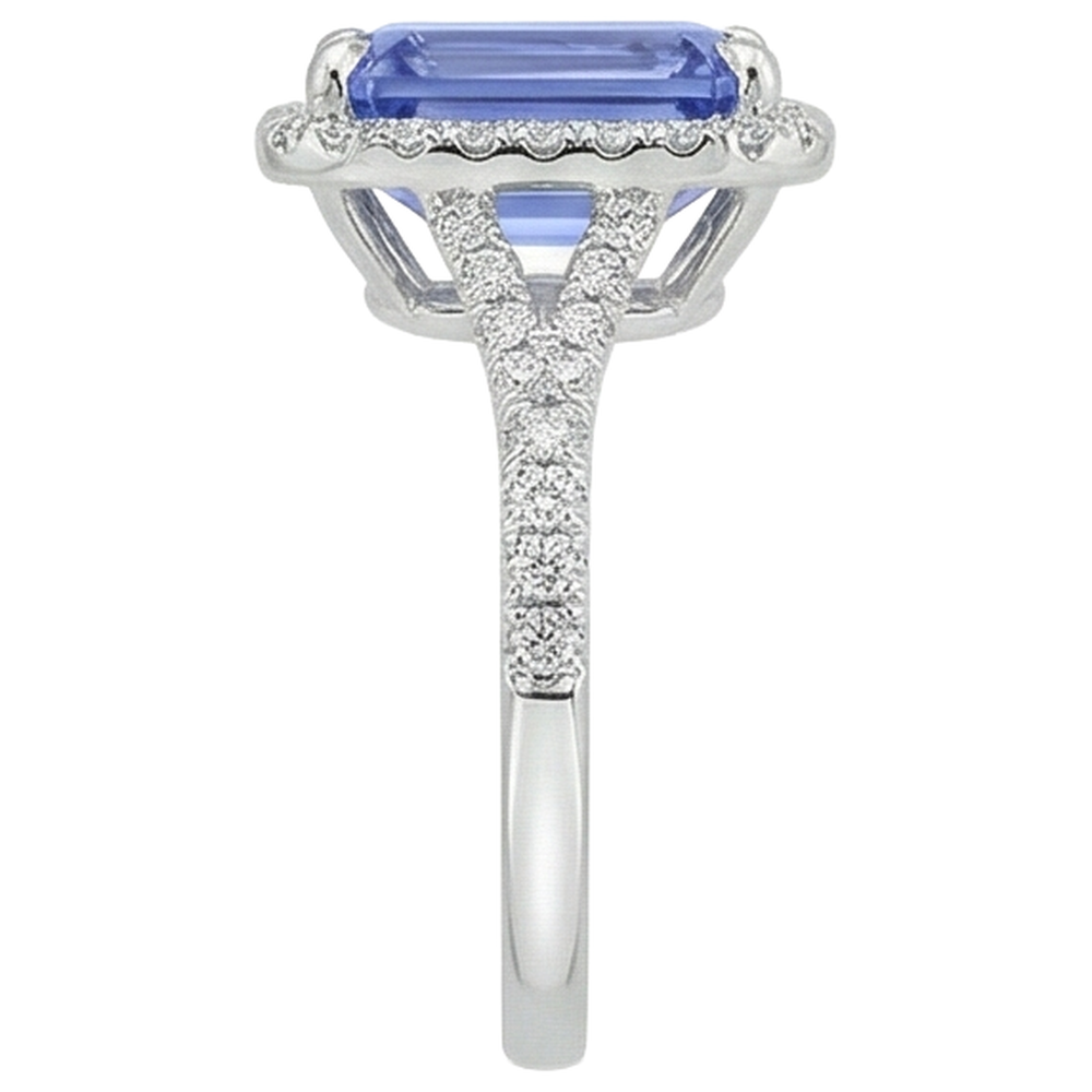 echter round tansanit 8.75Karat ring mit Diamantbesatz