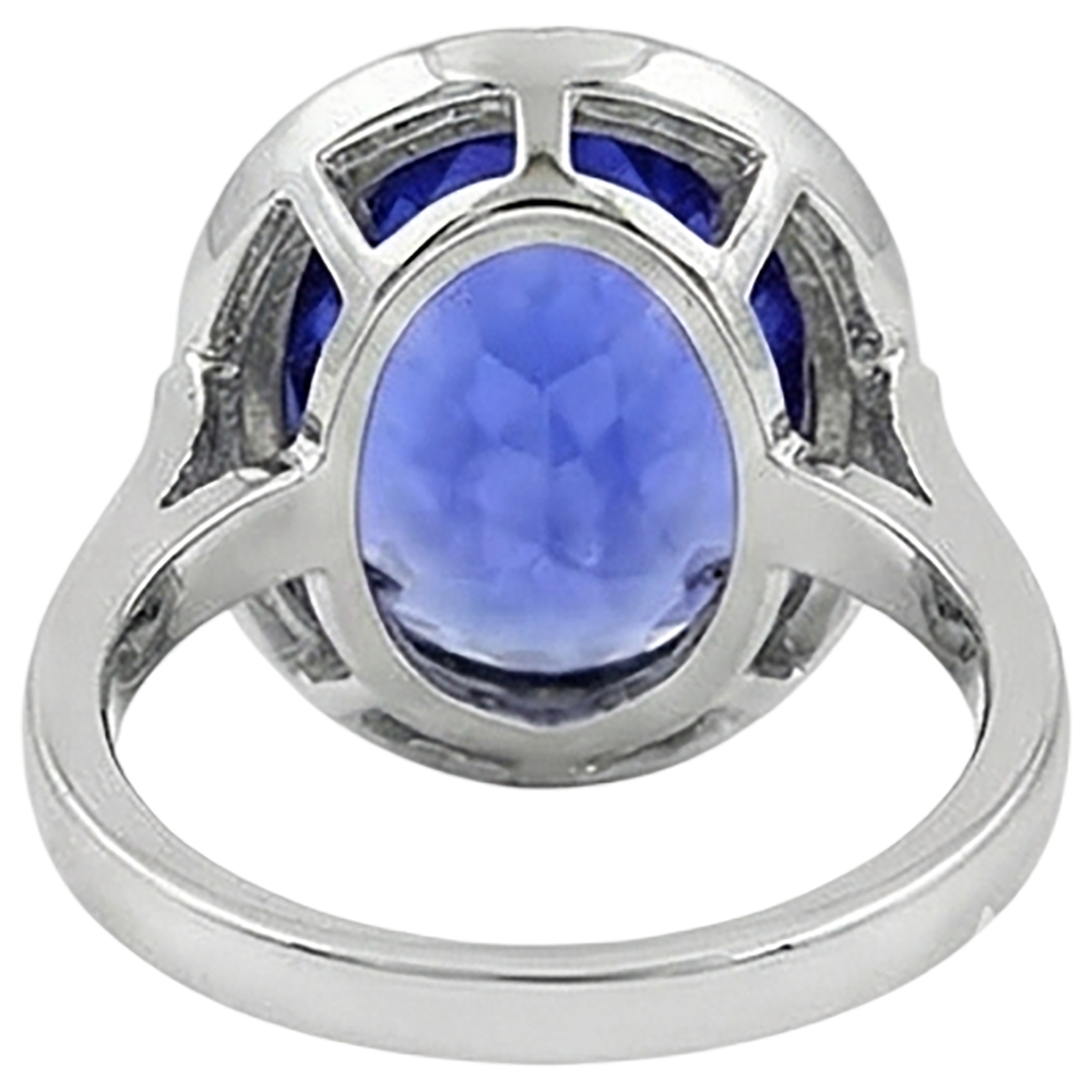 Farbstein-Ring 14K Weißgold mit Tansanit – Rückansicht