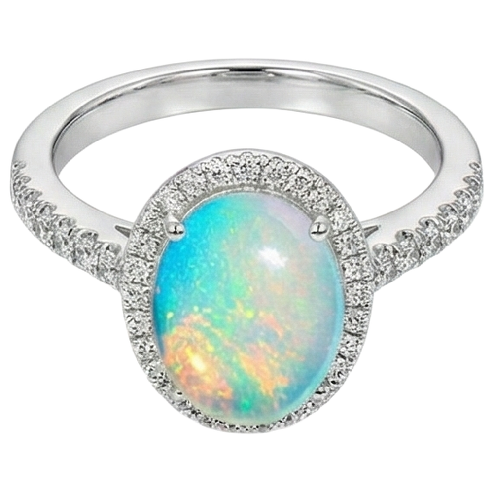 echter oval opal 9.00Karat ring Seitenansicht