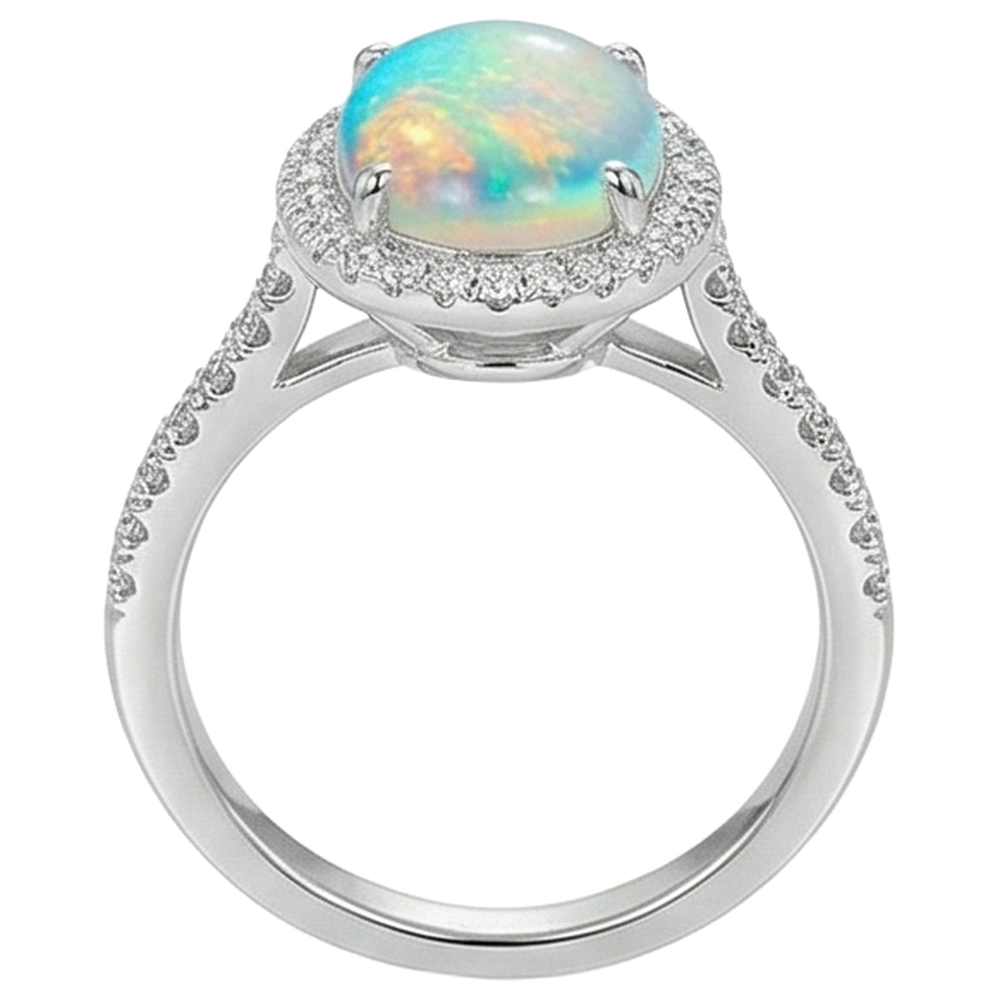 echter oval opal 9.00Karat ring Profilansicht