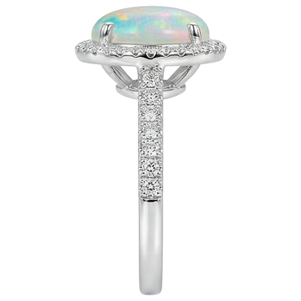 echter oval opal 9.00Karat ring auf Weiß