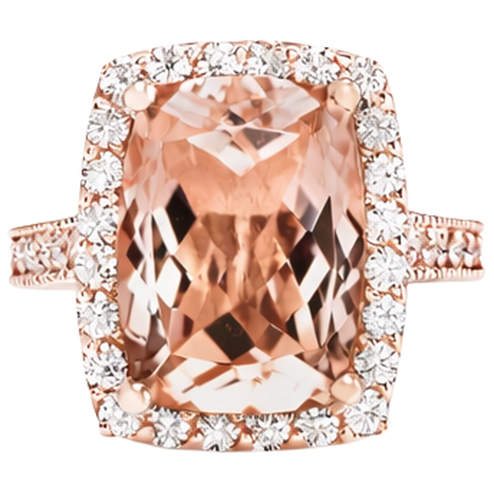 9.50 Kt Halo Morganit mit Diamanten Ehering Roségold
