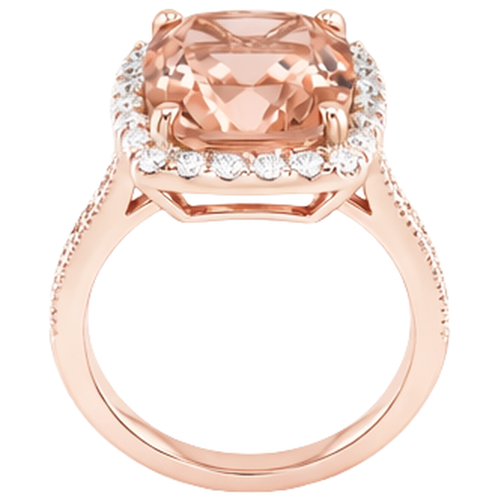9.50 Kt Halo Morganit mit Diamanten Ehering Roségold