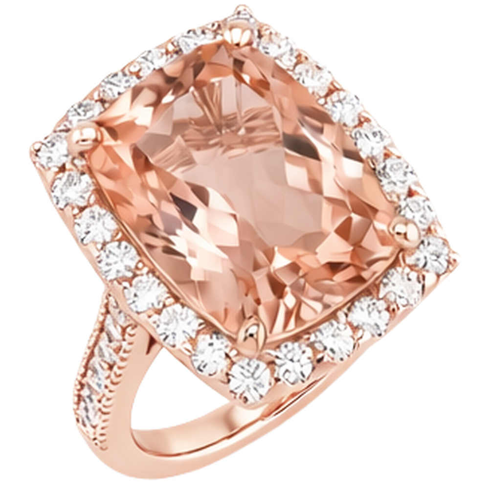 9.50 Kt Halo Morganit mit Diamanten Ehering Roségold