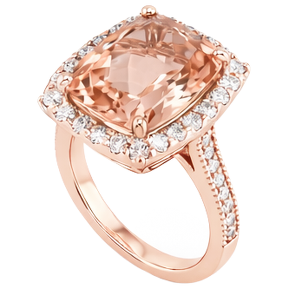 9.50 Kt Halo Morganit mit Diamanten Ehering Roségold