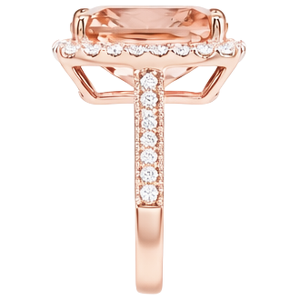 9.50 Kt Halo Morganit mit Diamanten Ehering Roségold