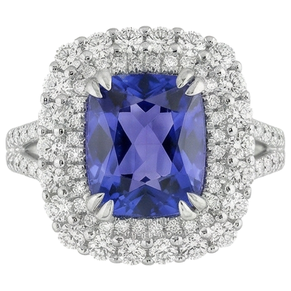 echter round tansanit 9.50Karat ring Seitenansicht