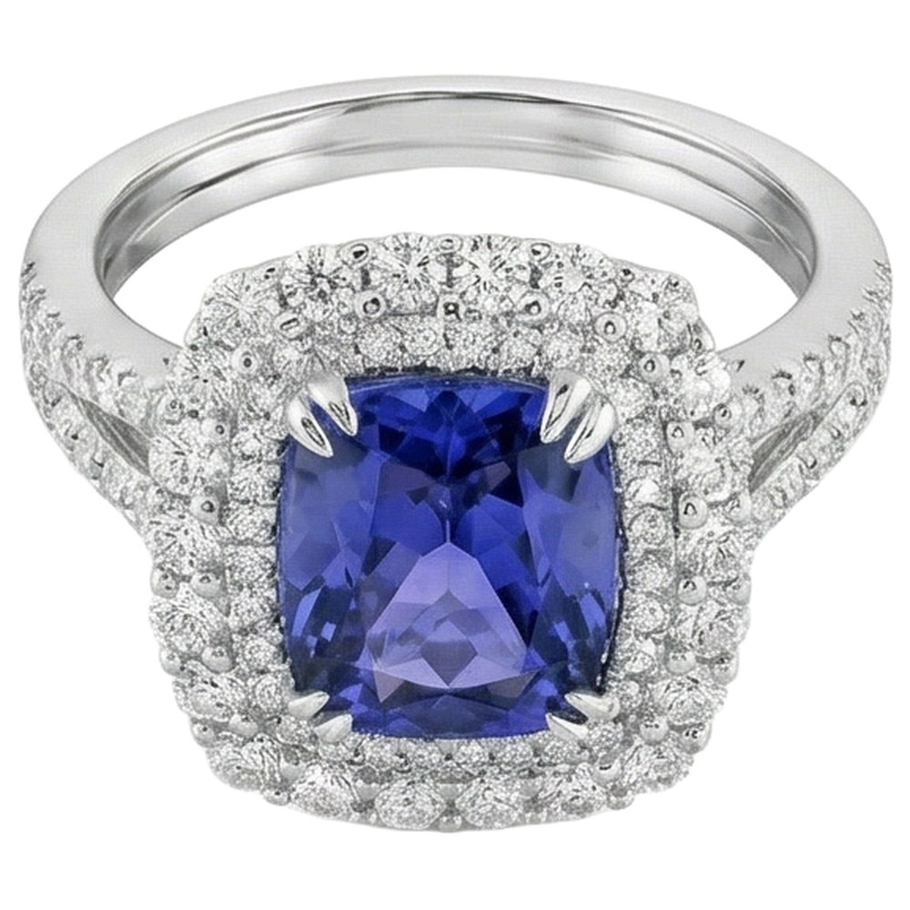 echter round tansanit 9.50Karat ring Profilansicht