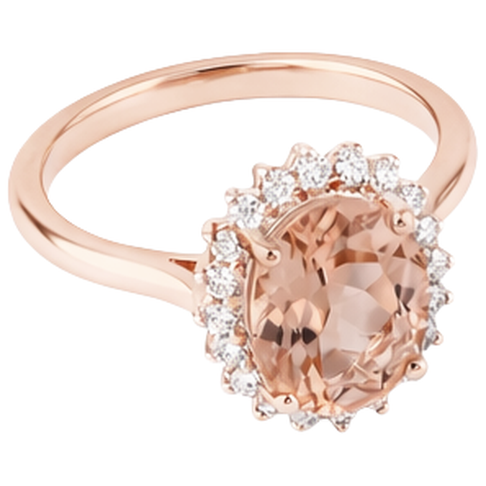 echter oval morganit 9.50Karat ring Draufsicht