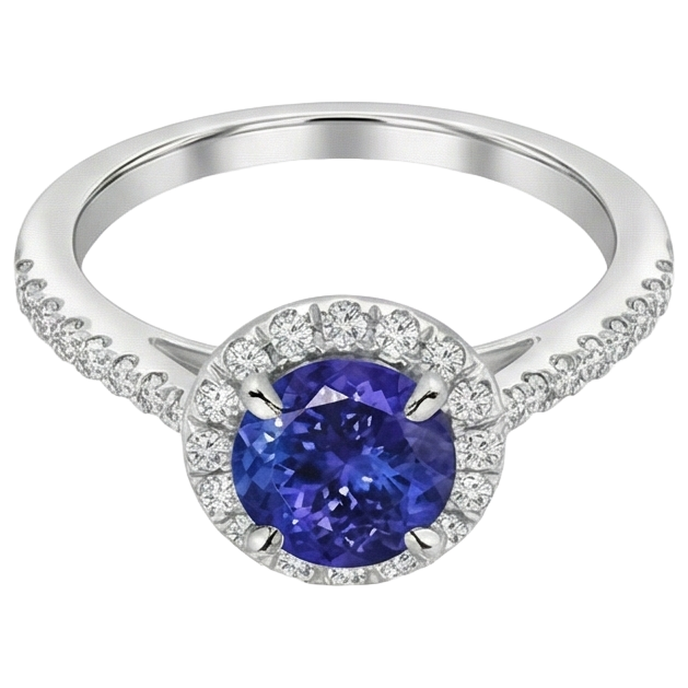 echter round tansanit 9.85Karat ring Detailansicht