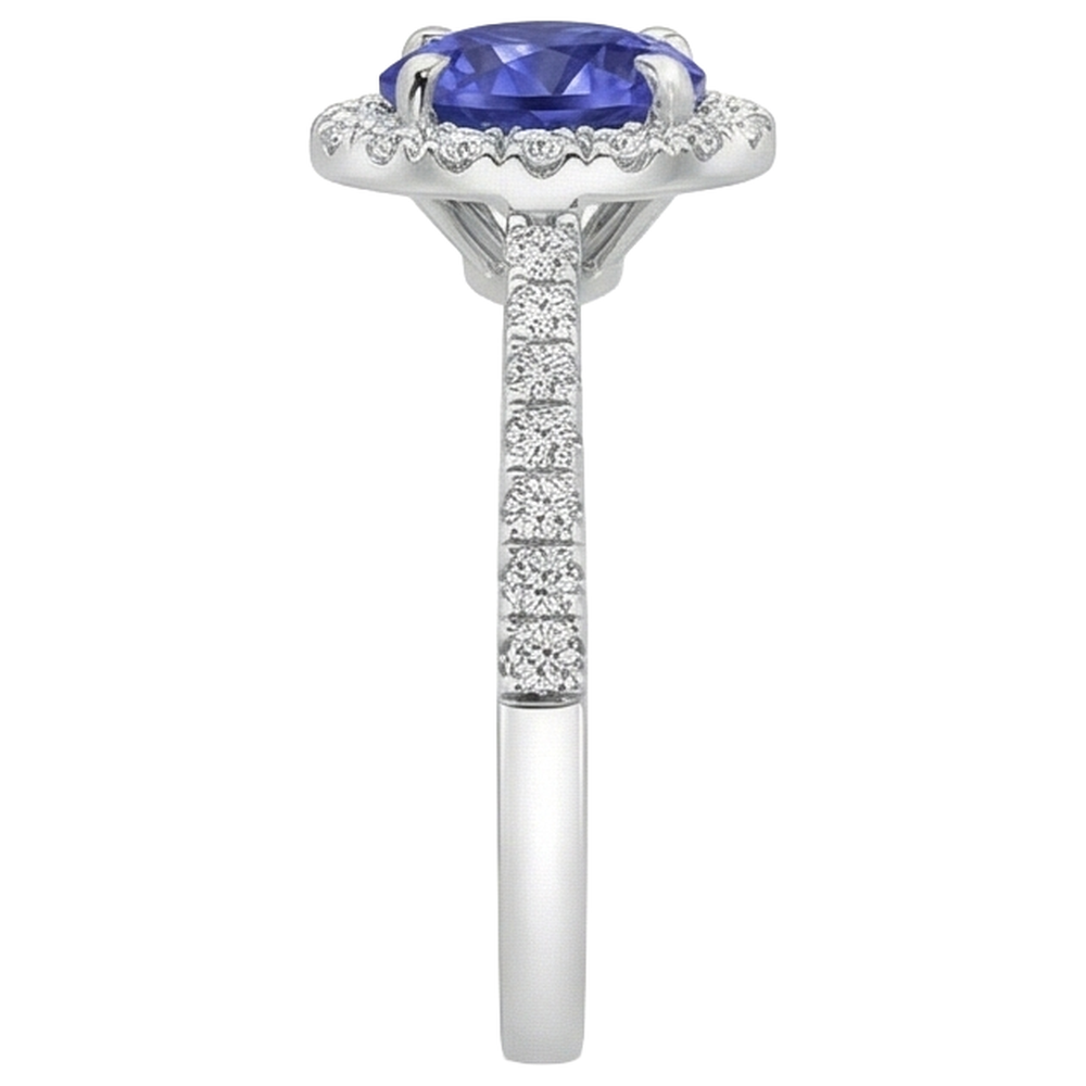 echter round tansanit 9.85Karat ring Draufsicht