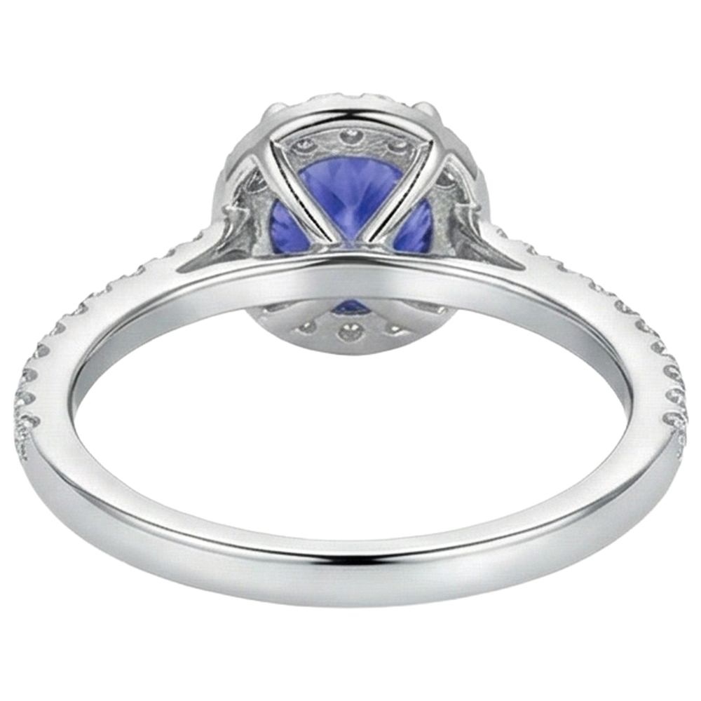 echter round tansanit 9.85Karat ring mit Diamantbesatz