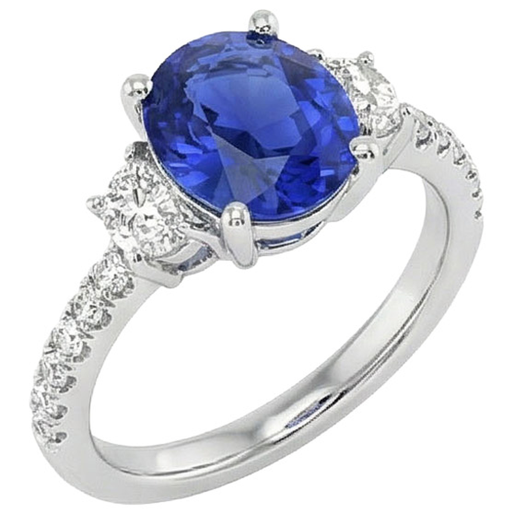 echter oval diamant 9Karat ring Vorderansicht