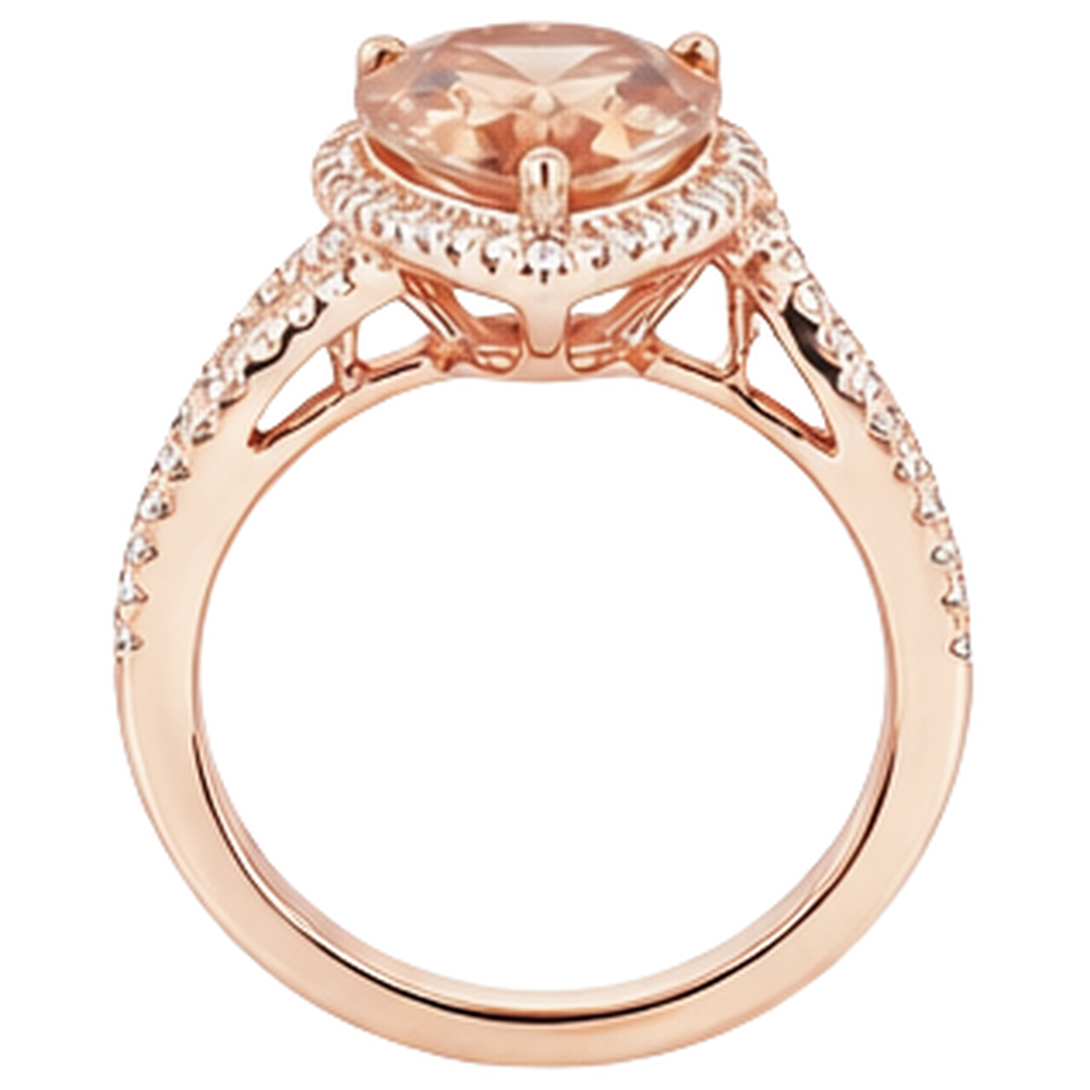 echter round morganit 9Karat ring mit Diamantbesatz