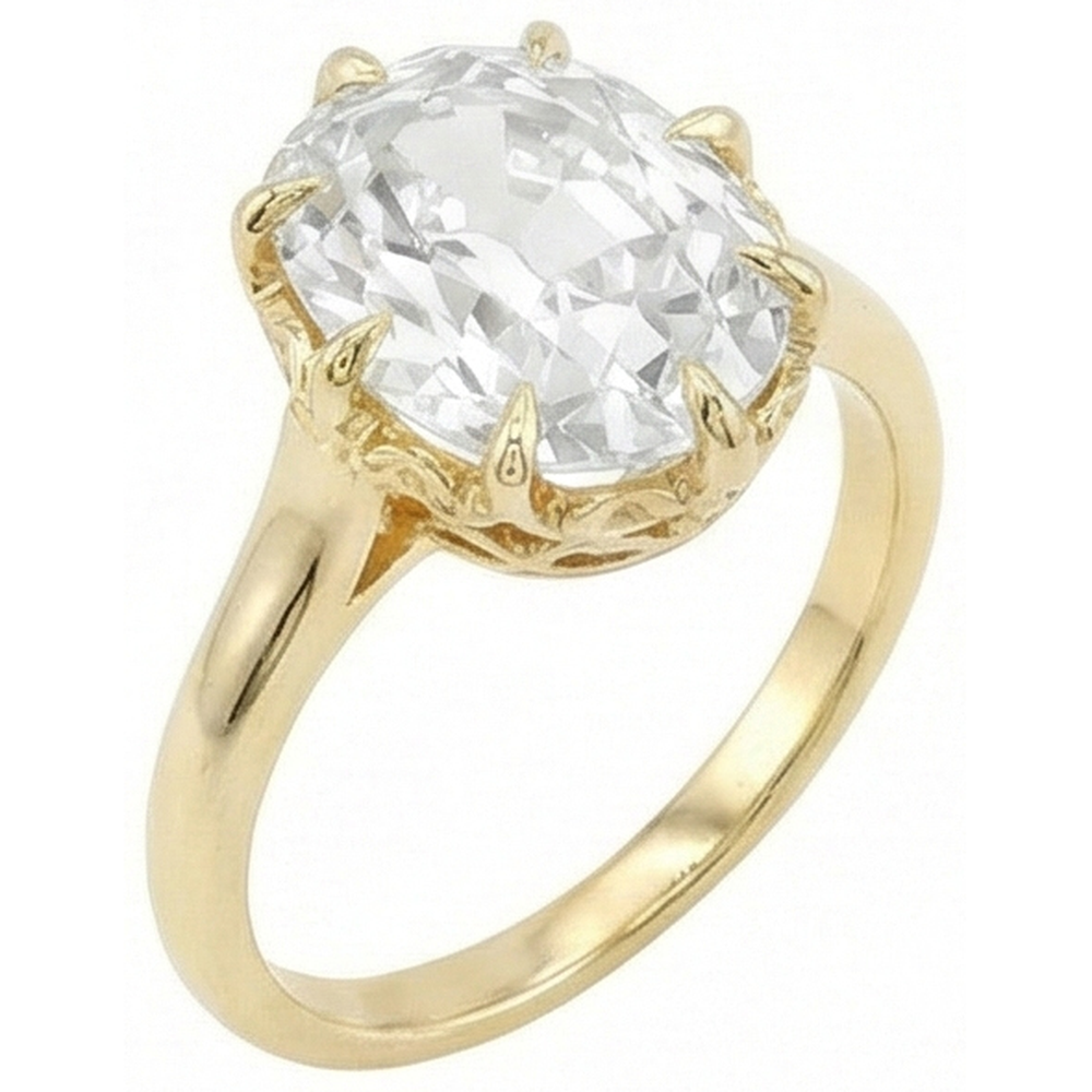echter oval diamant 9Karat ring Seitenansicht