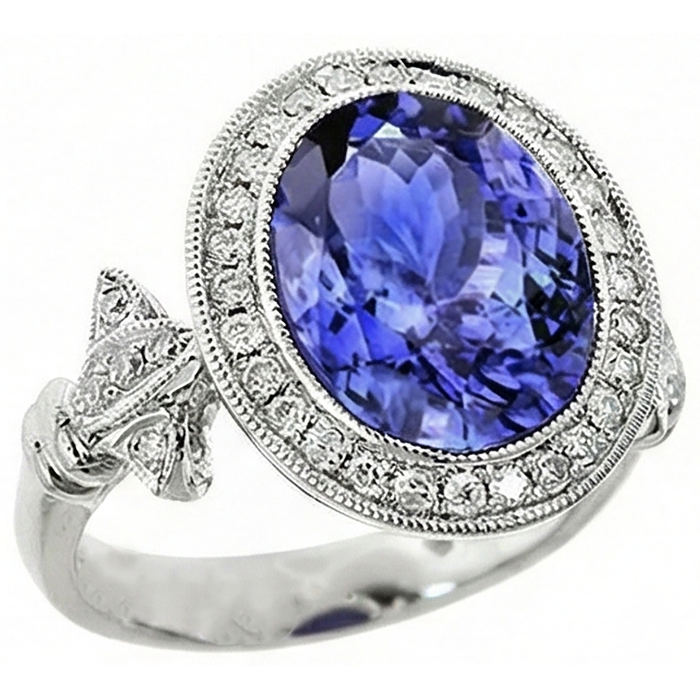 echter oval diamant 9Karat ring Detailansicht