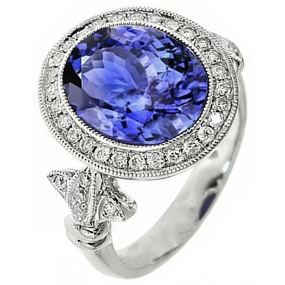 echter oval diamant 9Karat ring Draufsicht