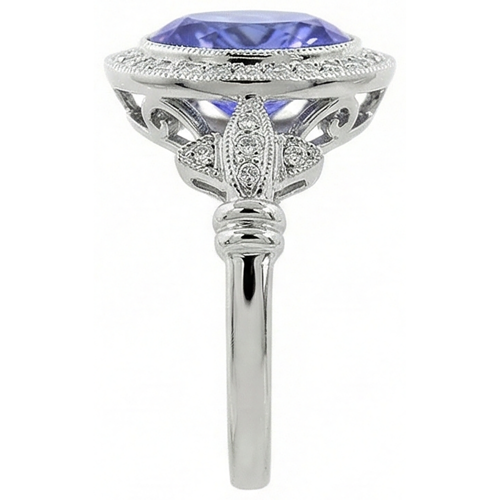 echter oval diamant 9Karat ring Profilansicht