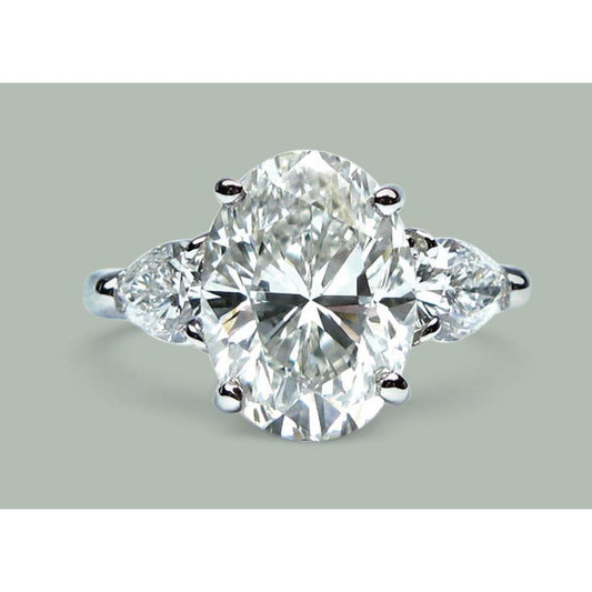 9 Kt Oval Natürliche Diamanten Drei Steine Birne Verlobungsring