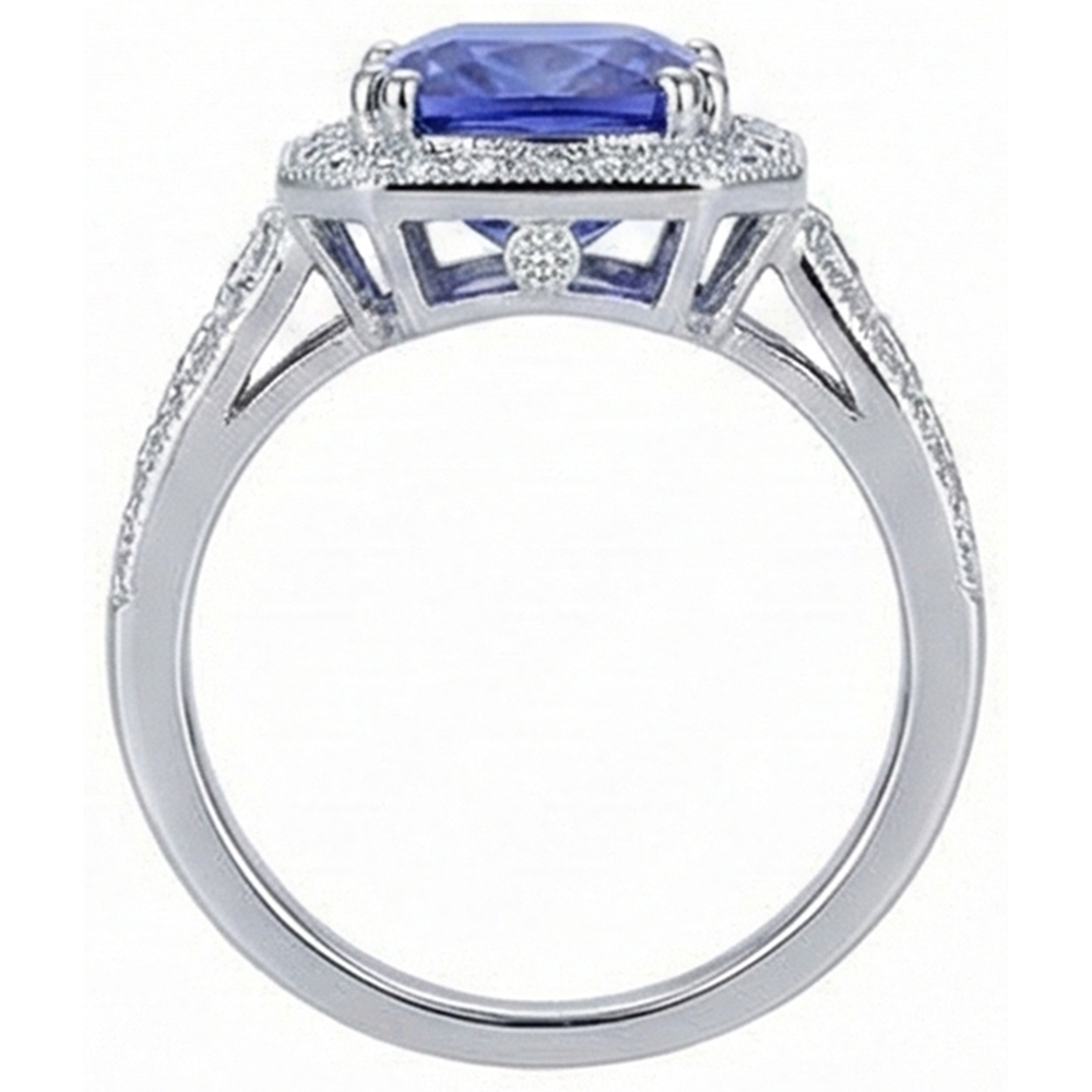 echter round tansanit 9.50Karat ring Profilansicht
