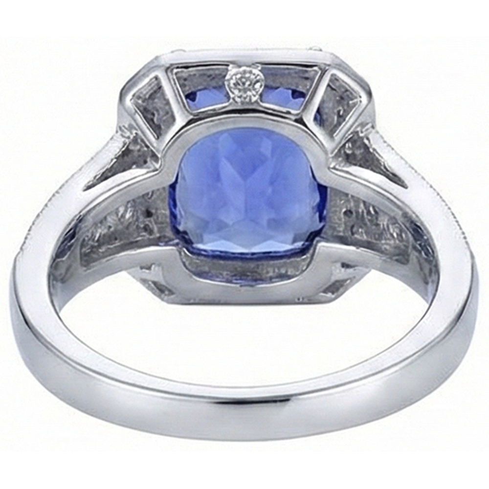 echter round tansanit 9.50Karat ring mit Diamantbesatz