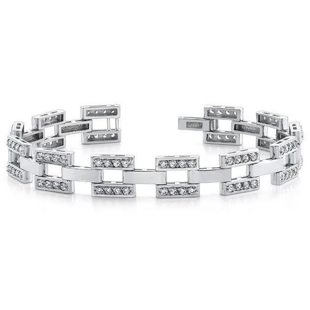 9,60 Ct Runder Natürliche Diamant Herrenarmband Massives Weißgold Feiner Herrenschmuck