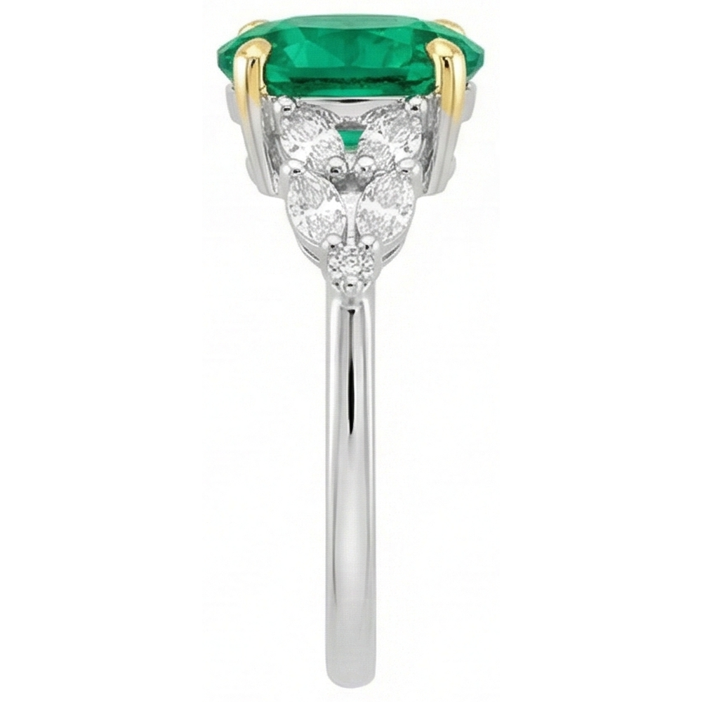 Erdgewonnener Kolumbianischer Smaragd Schmuckstein-Ring 2 Karat Bicolor 14K Gold – Profilansicht