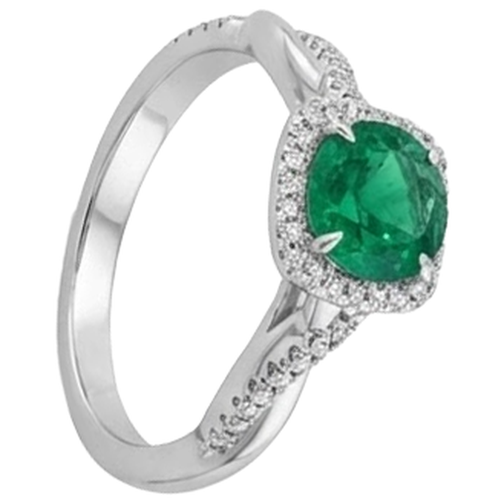 Adlerkralle Zinken Grün Smaragd-Solitär mit Diamantring mit Akzenten