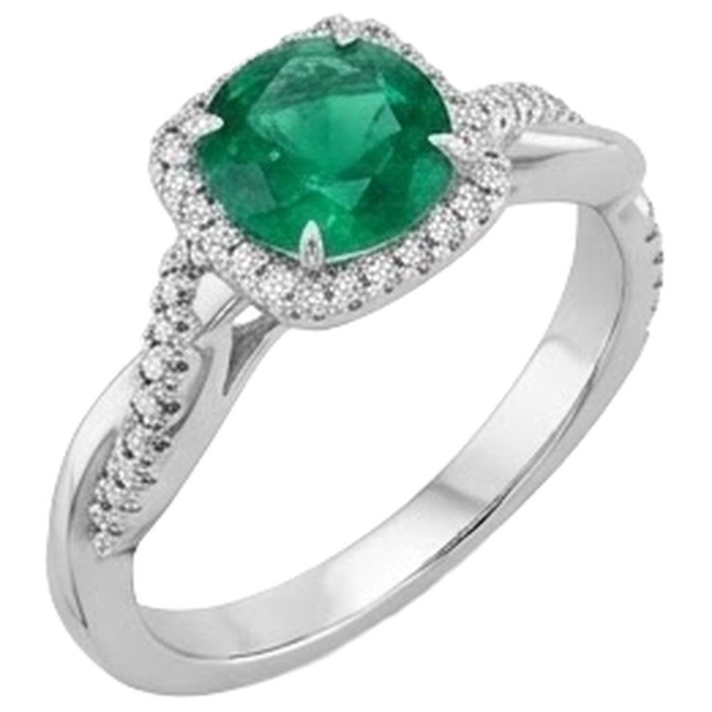 Adlerkralle Zinken Grün Smaragd-Solitär mit Diamantring mit Akzenten