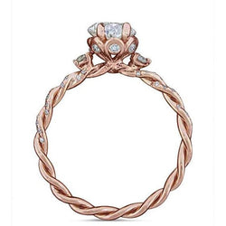 Adlerkralle Zinken Ovaler Echt Diamant Ehering Im Seil-Stil Roségold 14K 2,15 Ct