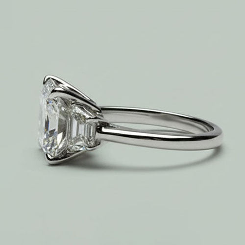 Adlerkralle Zinken Asscher & Trapez-Echt Diamant-Ring Mit 3 Steinen Neu