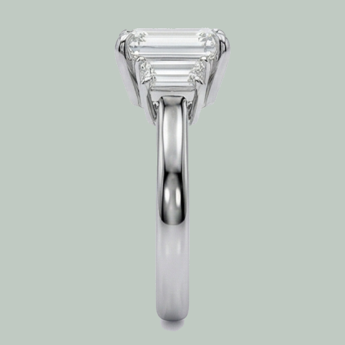 Adlerkralle Zinken Asscher & Trapez-Echt Diamant-Ring Mit 3 Steinen Neu