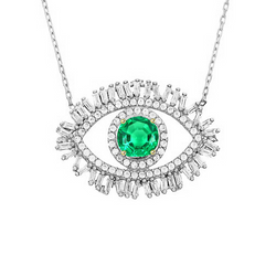 Alles Sehend Auge Anhänger Grüner Smaragd Und Diamant Halskette