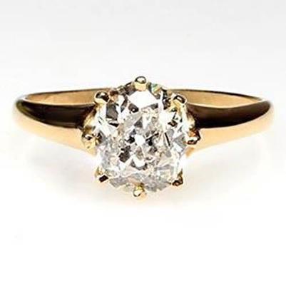 Alter Bergmann Solitaire Natürliche Diamant Ehering 3 Karat Gelbgold 14K