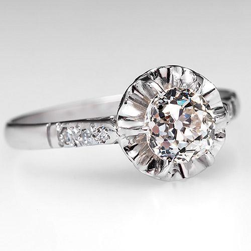 Alter Echt Diamant-Verlobungsring Im Minerschliff 2,75 Karat Weißgold 14K