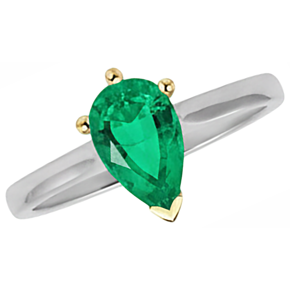 Farbstein-Ring Bicolor 14K Gold mit Edler Smaragd – Schrägansicht