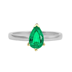 Bicolor 14K Gold GIA-Geprüft Edler Smaragd Farbstein-Ring 1,50