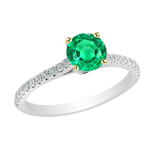 Schmuckstein-Ring Bicolor 14K Gold mit Edler Smaragd – Hauptansicht