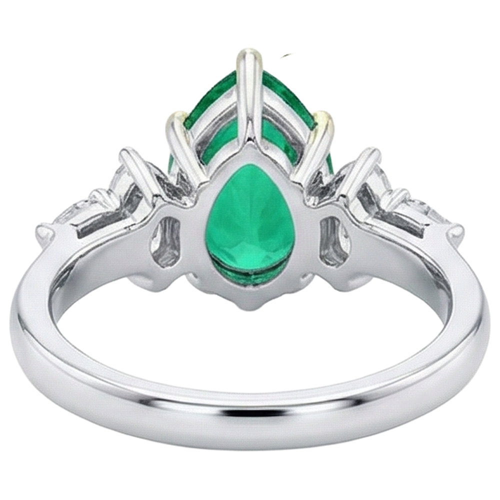 Kolumbianischer Smaragd Edelstein-Ring 3-Karat Bicolor 14K Gold – Rückansicht