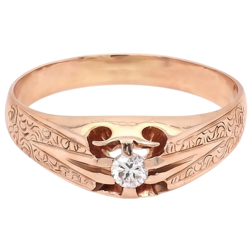 Antik Stil Zigeuner Herren Natürliche Diamantring 0,50 Karat Filigran